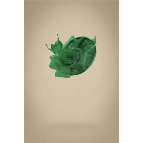 Kentucky Fascinator Derby Pillbox Hat Mesh Feathers Green - Picture 2 of 5